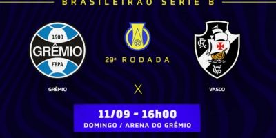Grêmio x Vasco: Onde assistir a partida da 29ª rodada do Campeonato Brasileiro